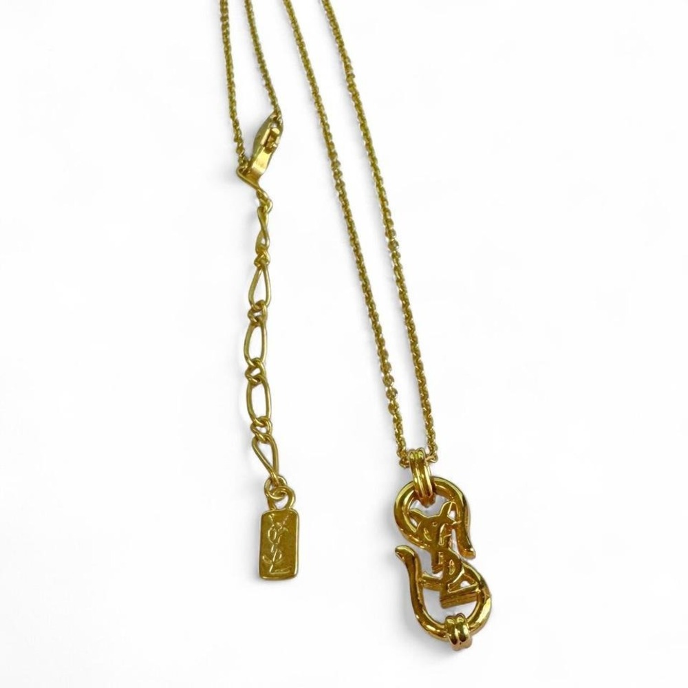 YSL Yves Saint Laurent Necklace Gold 20" With Extension - Picture 1 of 5
